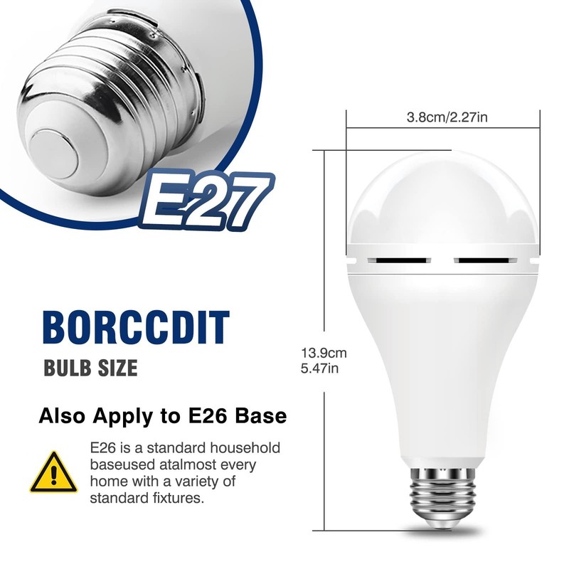 6 Pack Rechargeable Emergency Light Bulbs, Battery Powered LED Light Bulb 3000K gallery