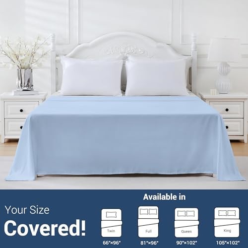 Flat Sheet Only Pack Top Bed Sheets, Soft Breathable Brushed Twin 1 Light Blue gallery