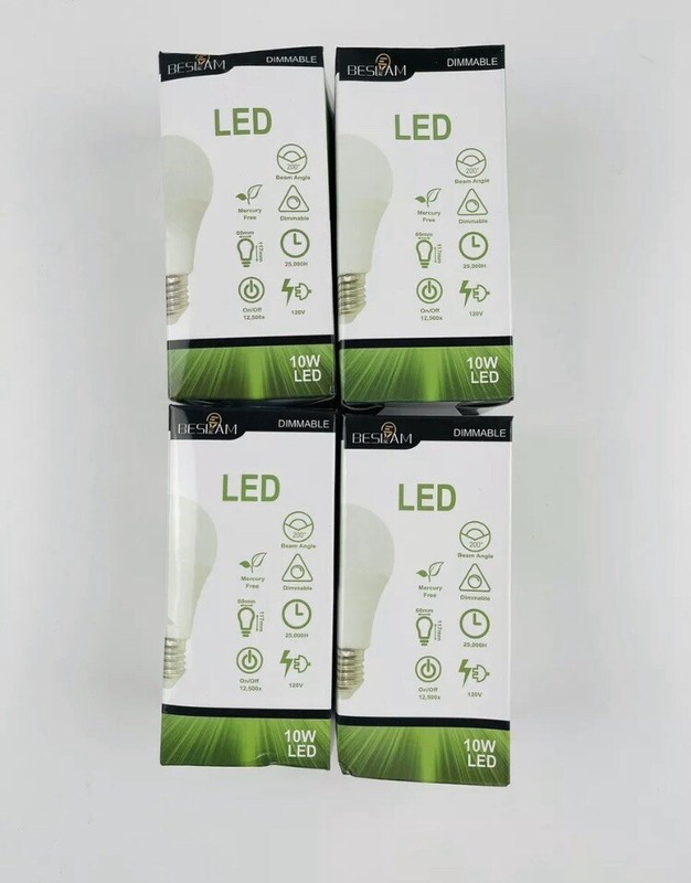 LED Dimmable Light Bulb 60W Equivalent E26-A19-810LM-10W 2700K 4 Pack New A40 gallery
