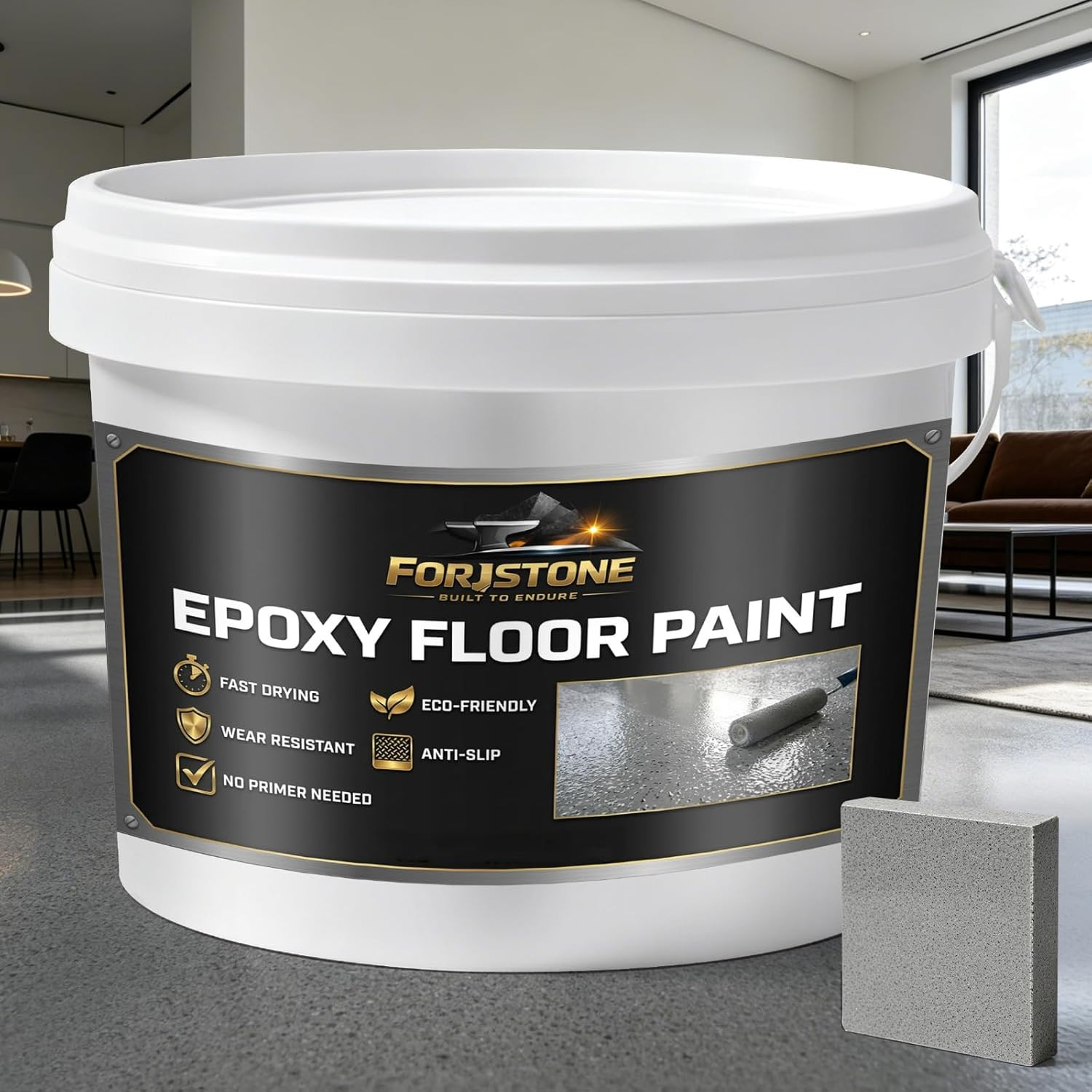 Epoxy Floor Paint Kit Colored Sand Self Leveling Concrete Garage 2KG gallery