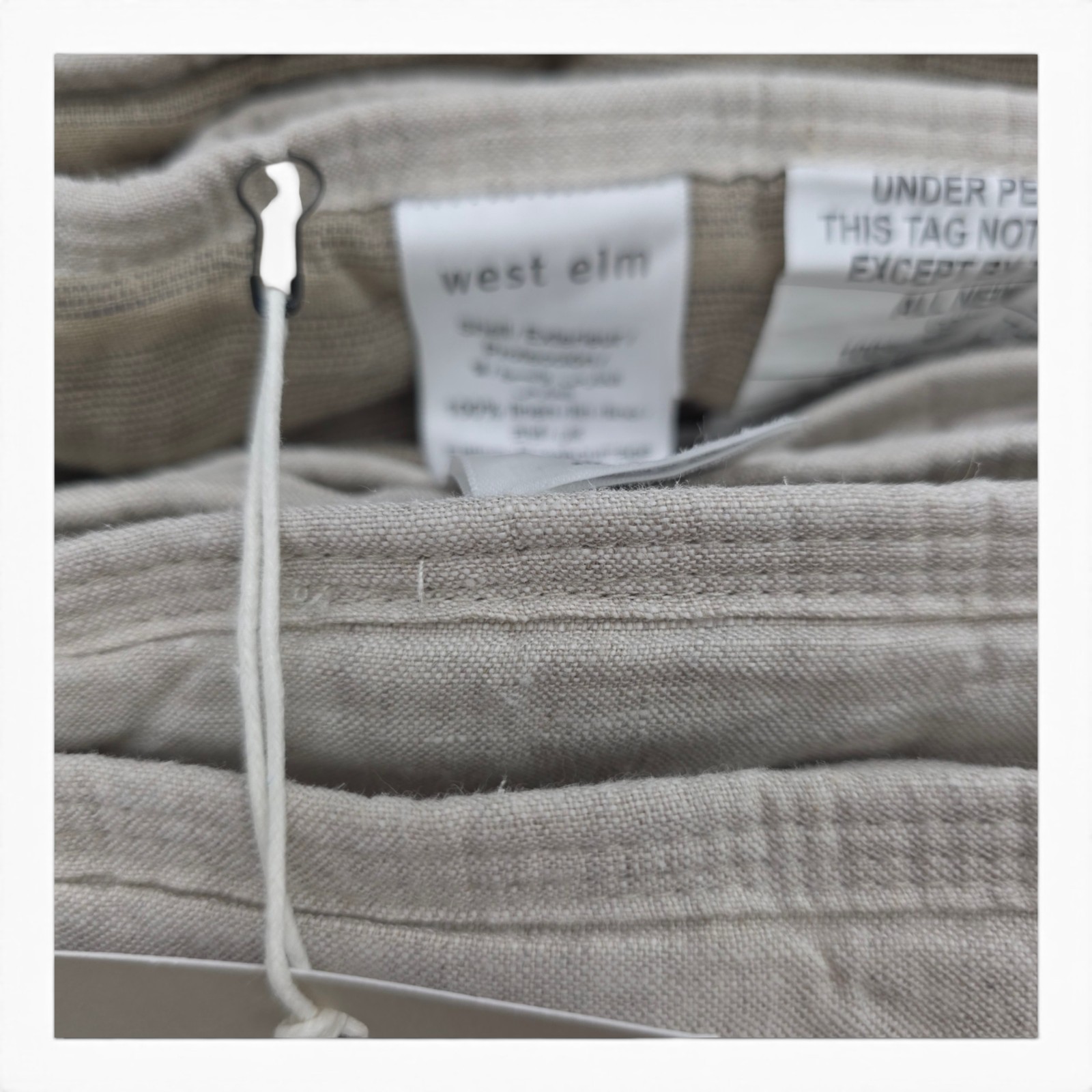 West Elm Quilted Linen Sofa Overlay 84x23 Natural Reversible Couch Protector gallery