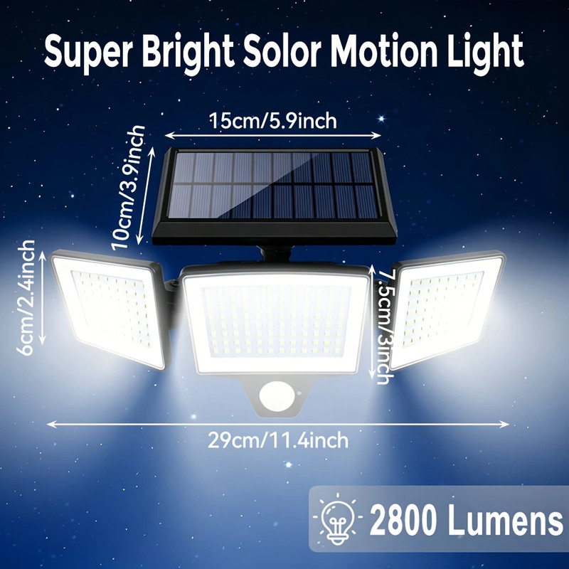 2 Pack LED Motion Sensor Solar Lights Outdoor IP44 Waterproof Security Lamp US gallery