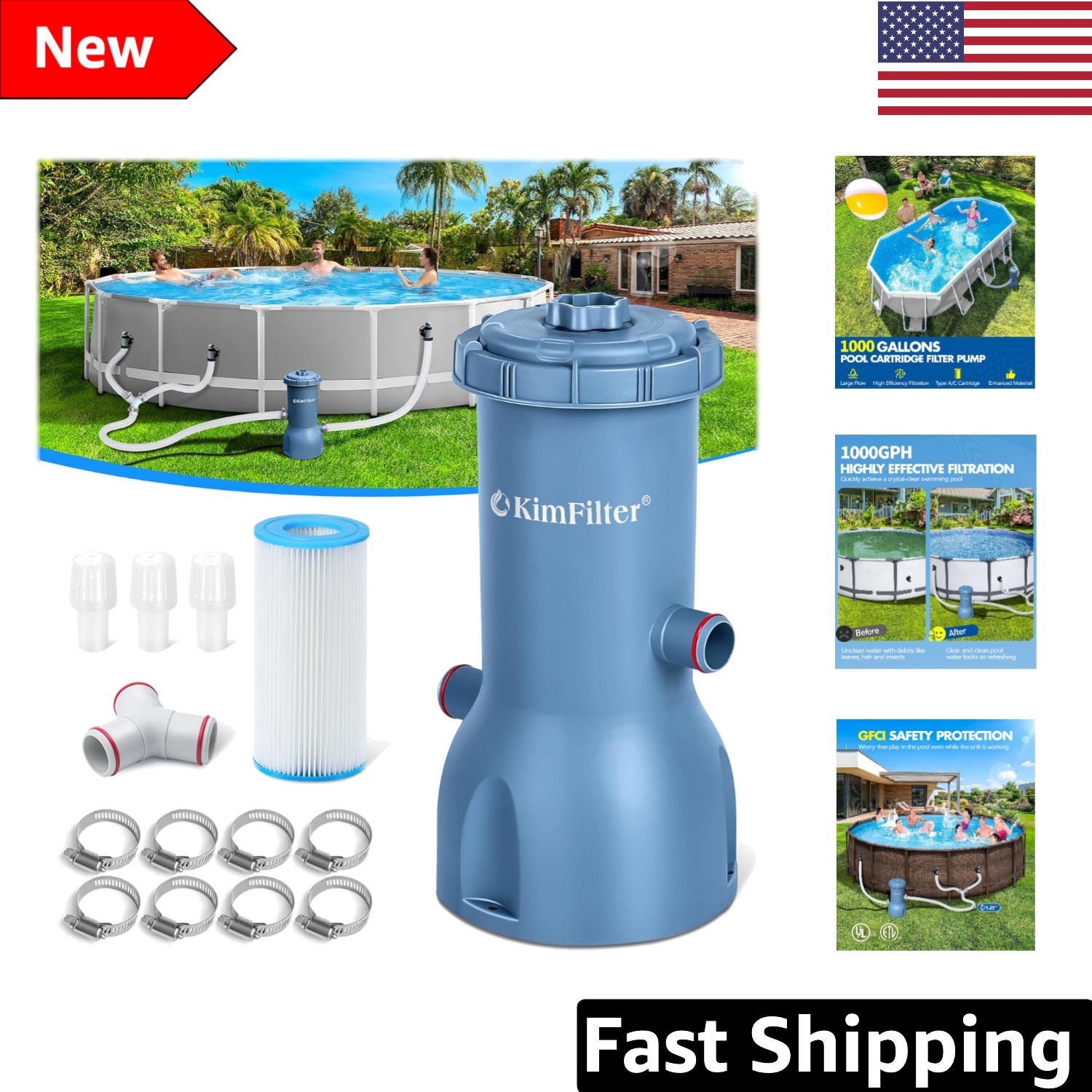 Pro Series 1000 GPH Above Ground Pool Filter Pump - Enhanced Water Clarity gallery
