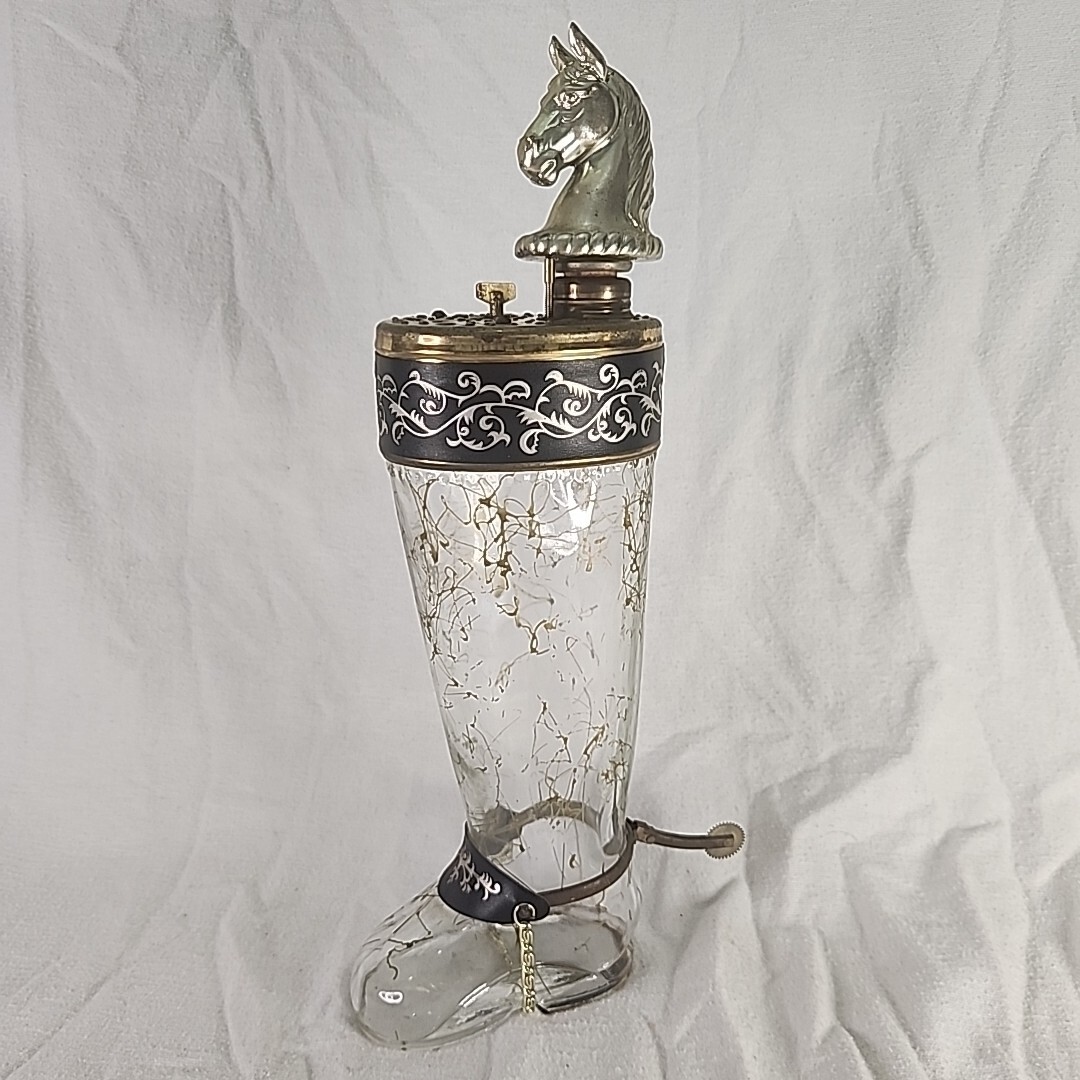Decanter Alcohol Music Box Cowboy Boot Horse Head Unique Vintage "How Dry I Am" gallery