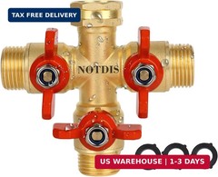 3 Way Hose Splitter, Solid Brass High Volume 3 Way Hose Splitter Valve with Meta