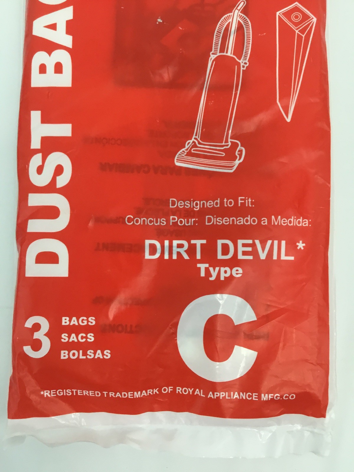 DIRT DEVIL Type C 3 Upright Vacuum Bags Sealed Enviro Care Filter Media gallery