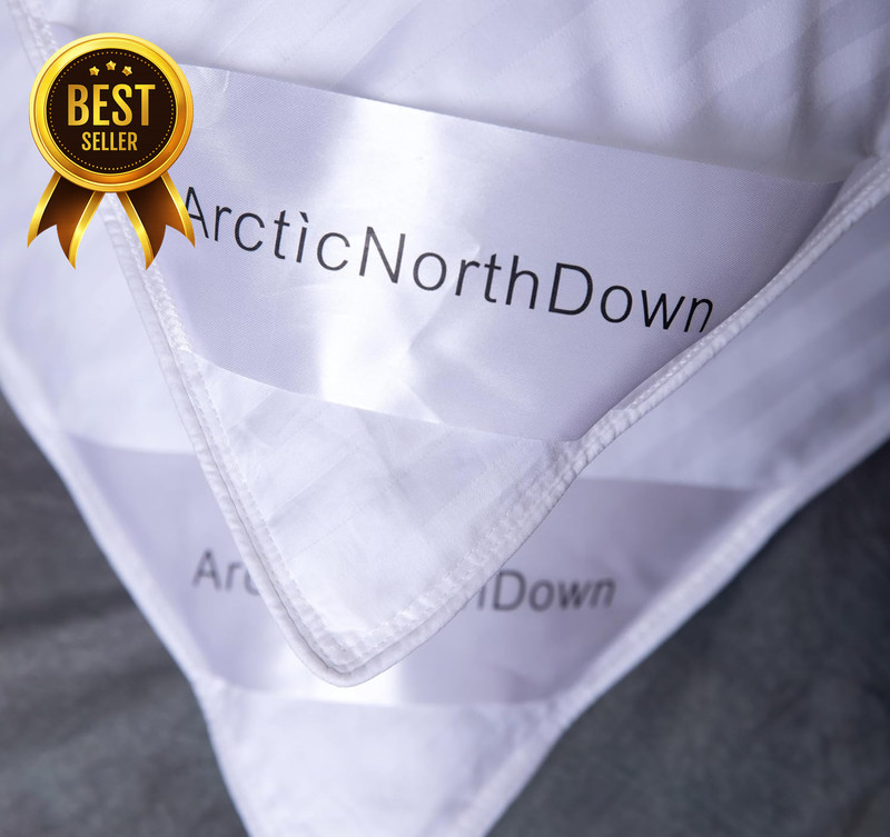 King Size Goose Down Feather Hotel Collection Bed Pillow Stripe White Sleeping P gallery
