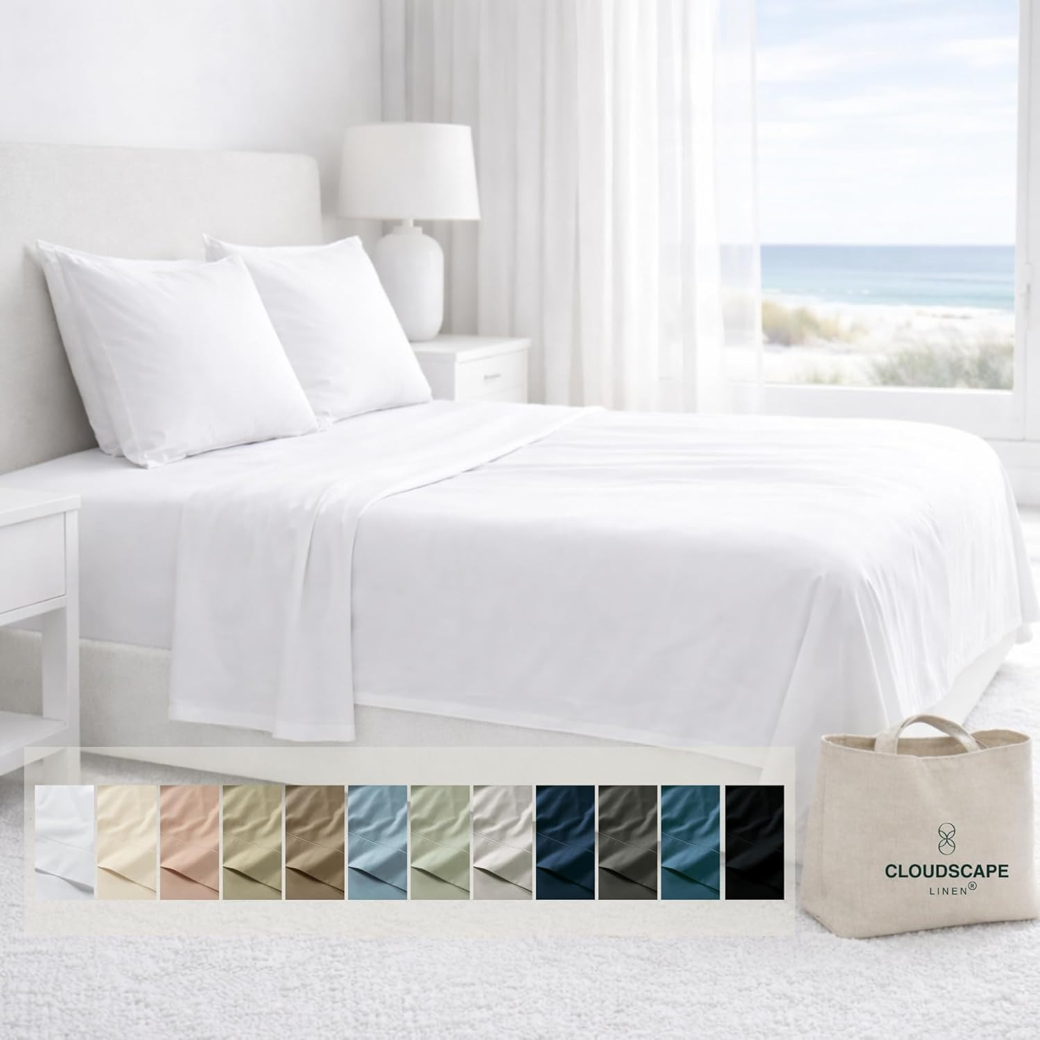 CLOUDSCAPE 100% Egyptian Cotton Sheets King Size, 4 Pieces Breathable and Natura gallery