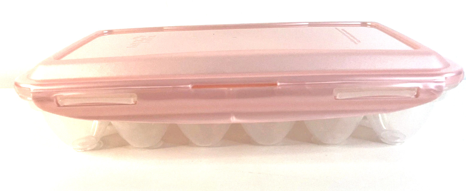 Lock & Lock Plastic Reusable Egg Holder for 18 Eggs Pink Snap on Lid gallery