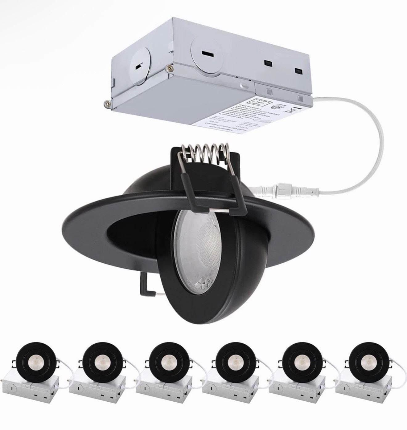 3 inch Recessed Lights, 7W Canless Gimbal Soffit 3 inch - 6 pack Black gallery