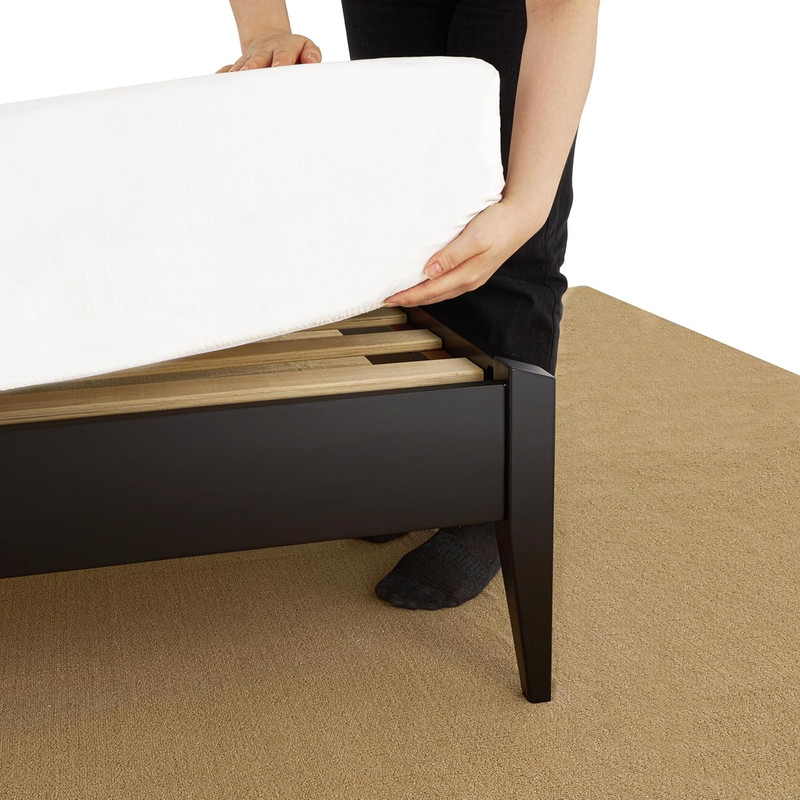 Dinkees King Solid Wood Platform Bed Frame - Modern Minimalist Design, No Box Sp gallery