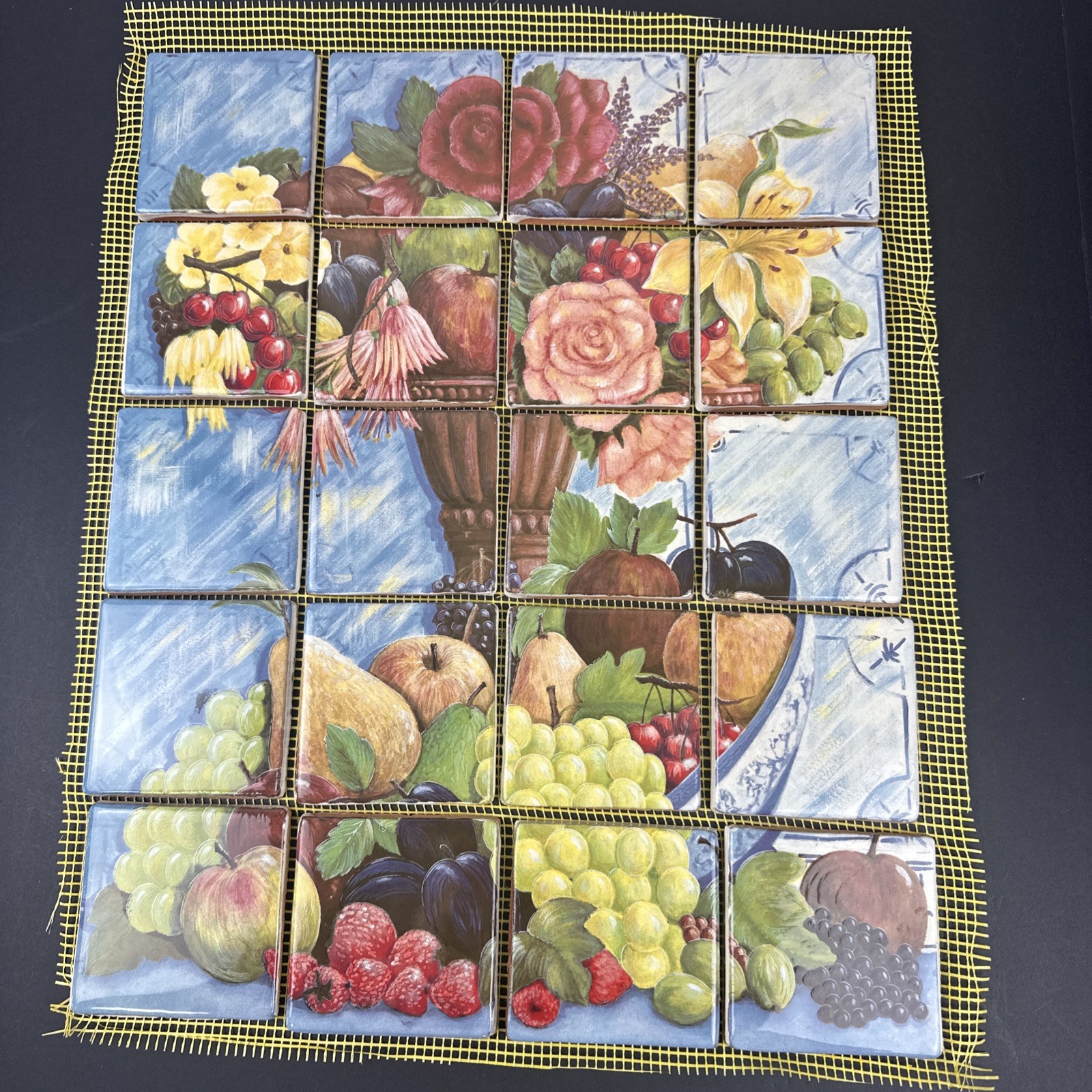 16"x20" 20pc 3.75" Ceramic Clay Tile Mosaic Mural Fruit Floral Backsplash gallery