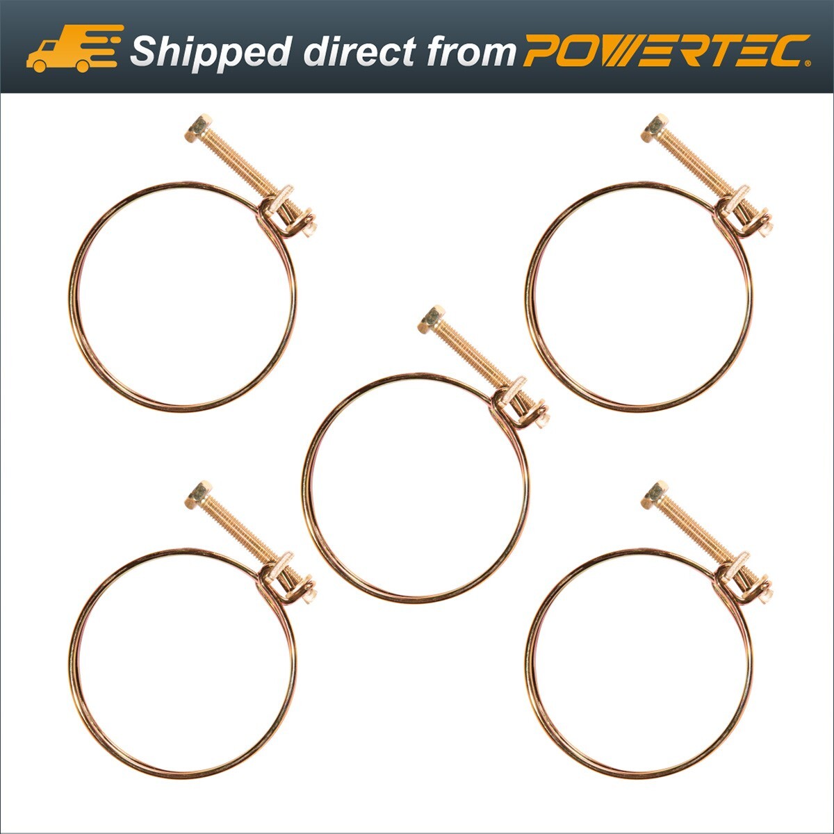 POWERTEC Wire Hose Clamp 2-1/2 Inch for Dust Collection - 5 Pack (70197) gallery
