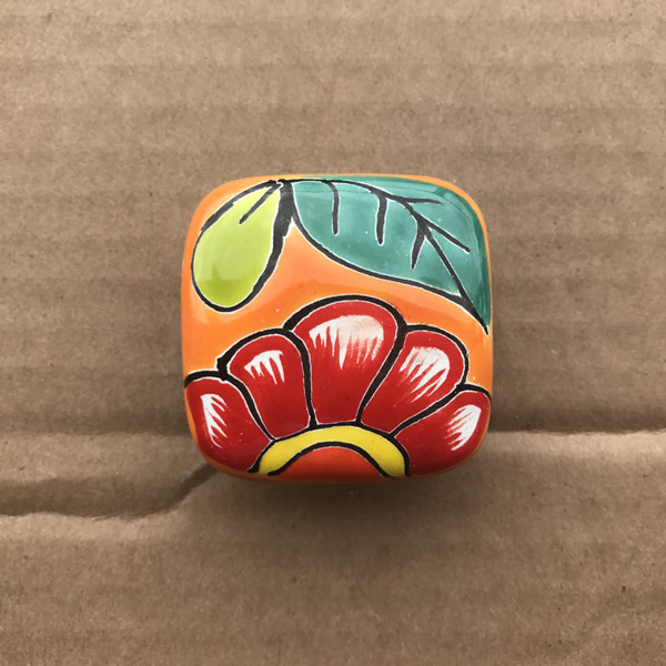 C30 TALAVERA CABINET DRAWER PULL CERAMIC KNOB FLOWER DESIGN Amigos Pottery MX gallery