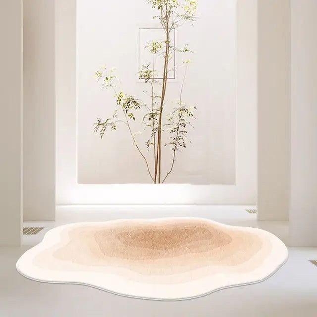 Large Beige Gradient Wavy Area Rug 5x7 Modern Soft Unique Carpet 4.6x6.6 ft Tan gallery