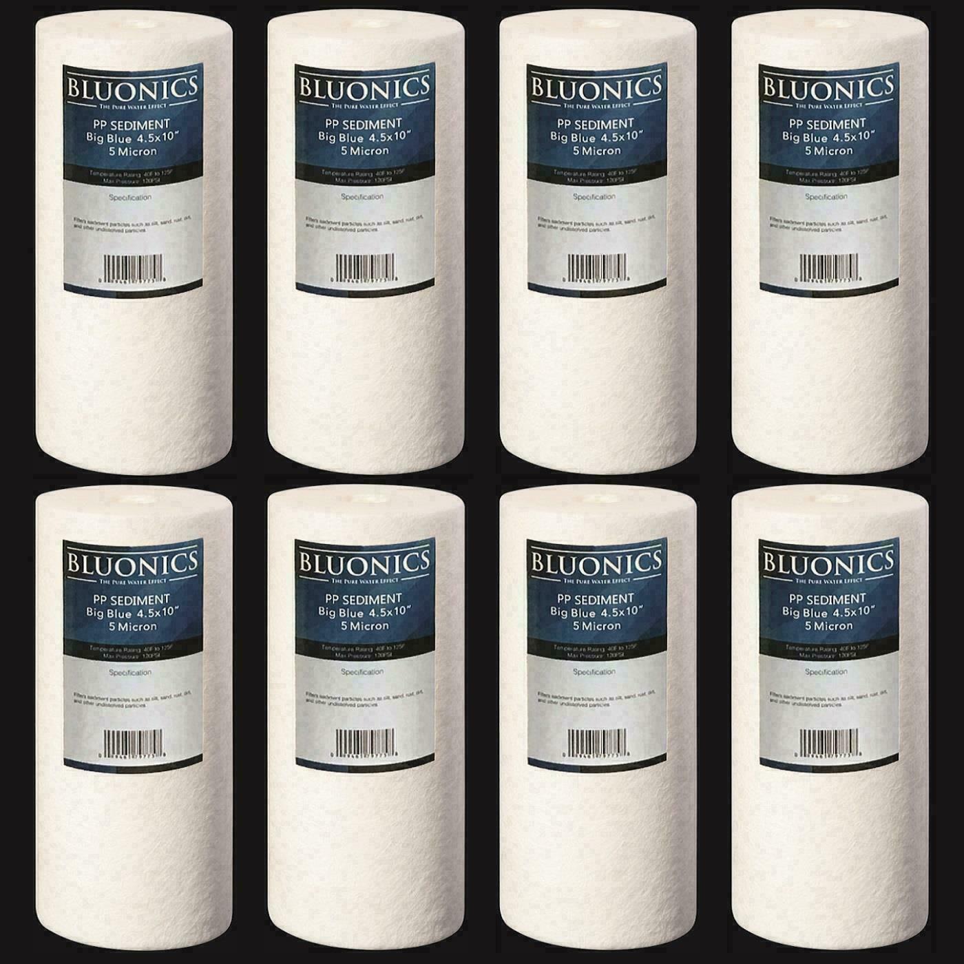 Bluonics 4.5" x 10" Sediment Water Filters (5 Micron) 8 Whole House Cardridges gallery