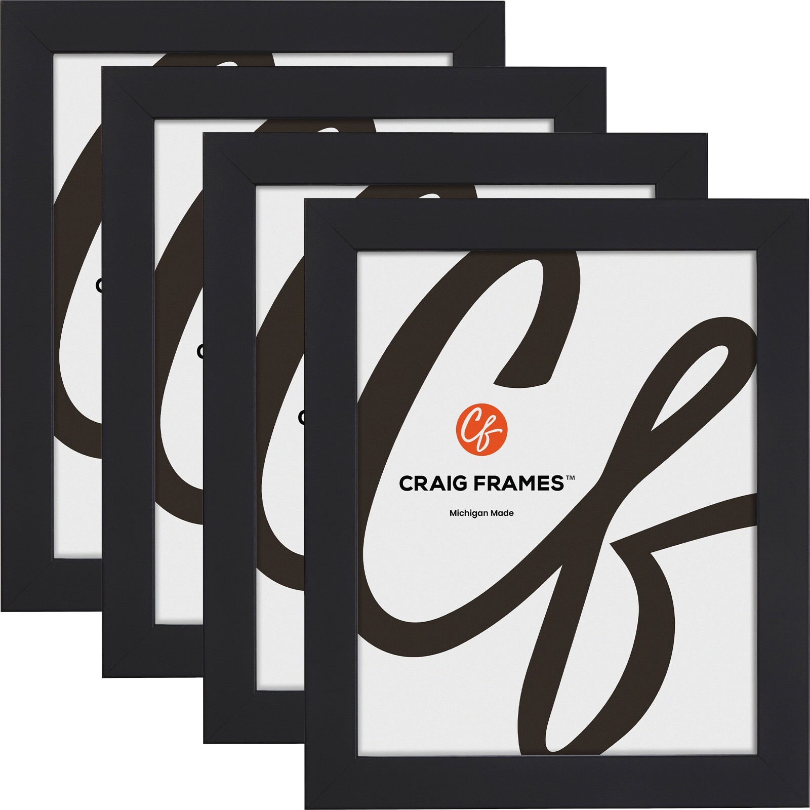 Essentials, 1 Inch Wide Modern Satin Black Picture Frame, Common Sizes, 4-Pack gallery