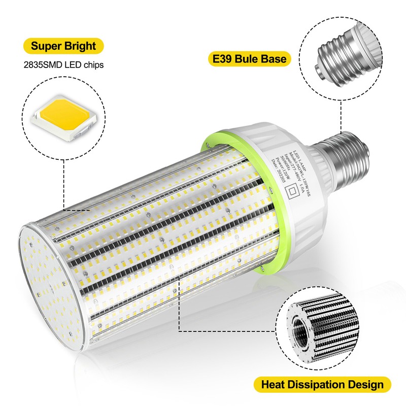 120 Watts LED Corn Light Bulb, E39 Mogul Base High Bay LED Bulb 6000K 277-480VAC gallery