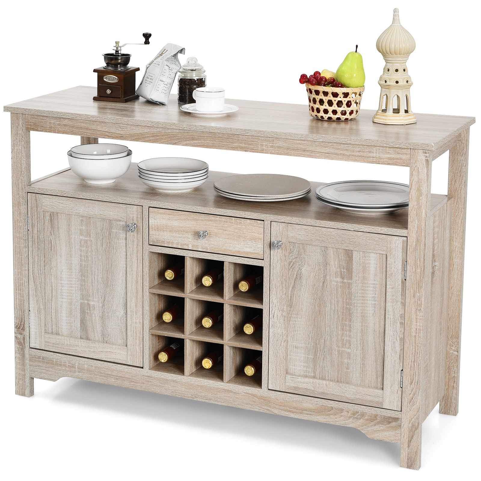 Buffet Server Sideboard Wine Cabinet Console Table Dining Room Shelf Grey gallery