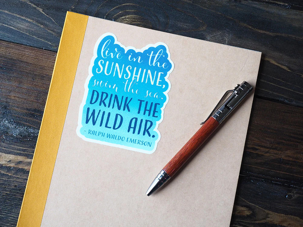 Emerson Quote Sticker - Blue Die Cut gallery