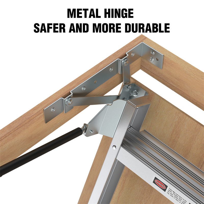 Folding Retractable Aluminum Attic Ladder Stairs Fits 7'8"-10'3" Ceiling Height gallery