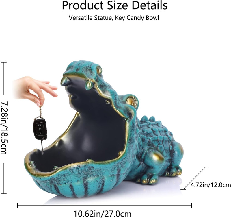 LCCCK Crocodile Candy Dish, Fun Crocodile Statue Key Bowl for Entryway Table, Gr gallery