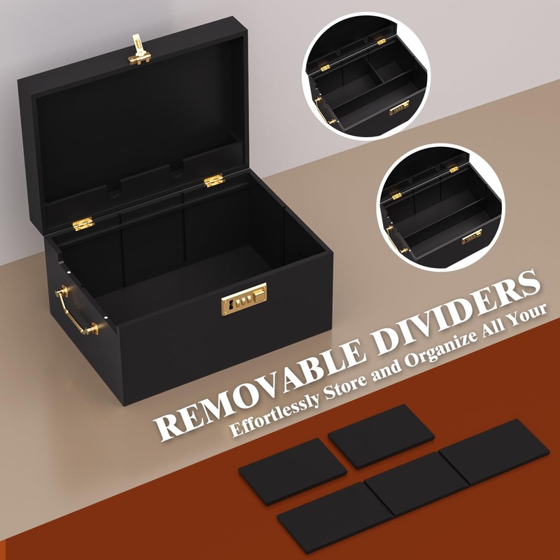 Lockable stash box with rolling tray – Premium bamboo Large, Black gallery