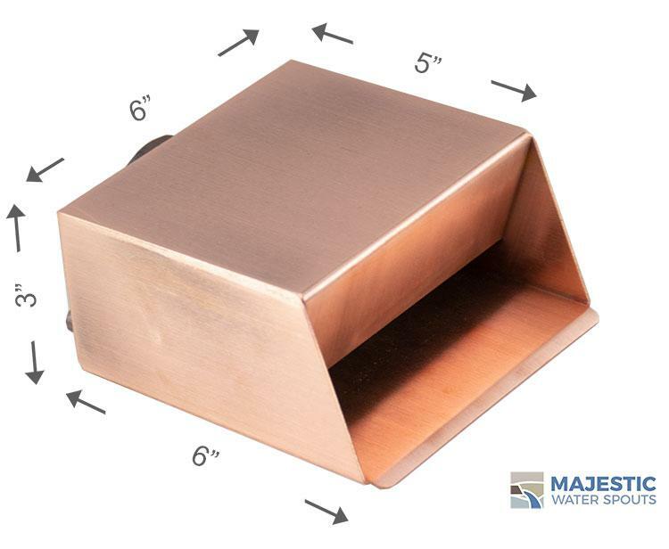 Hamilton 6" In-Wall Scupper for Pool/Spa or Water Fountain in Copper Back Fed gallery