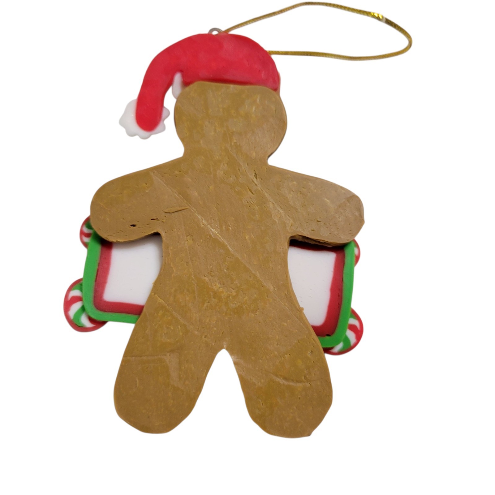 POLYMER CLAY GINGERBREAD COOKIE ORNAMENT Christmas Tree Decor Boy with Sign gallery