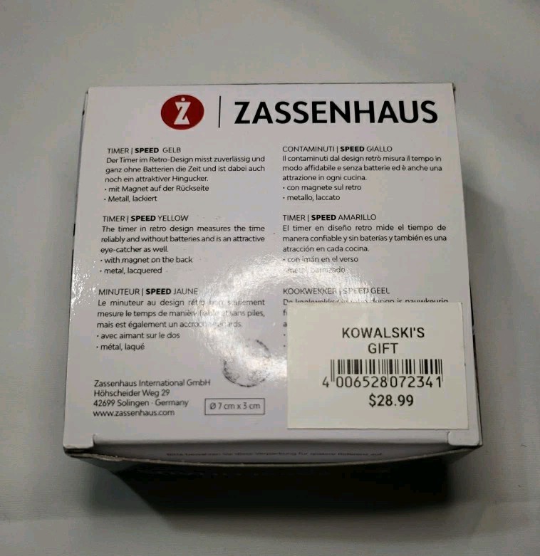 Zassenhaus Timer Speed, Retro, Magnetic, No Batteries, Yellow gallery