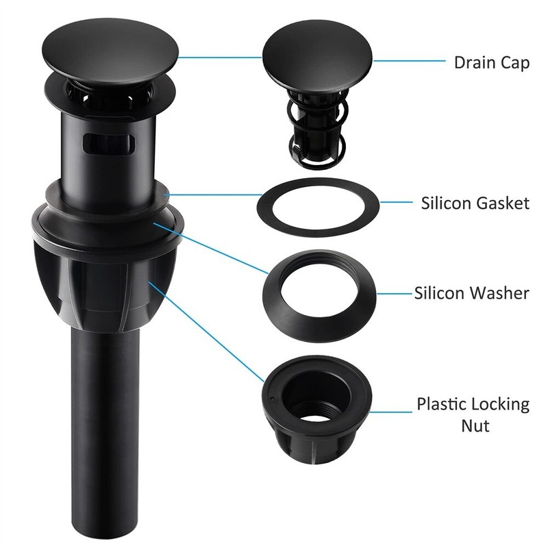 2 Pack Push and Seal Pop Up Drain Stopper with Overflow for Bathroom Sink Faucet gallery