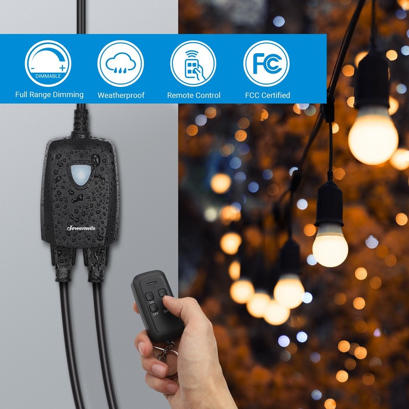 DEWENWILS Outdoor Dimmer for String Lights, Remote Control Light Dimmer Plug in gallery