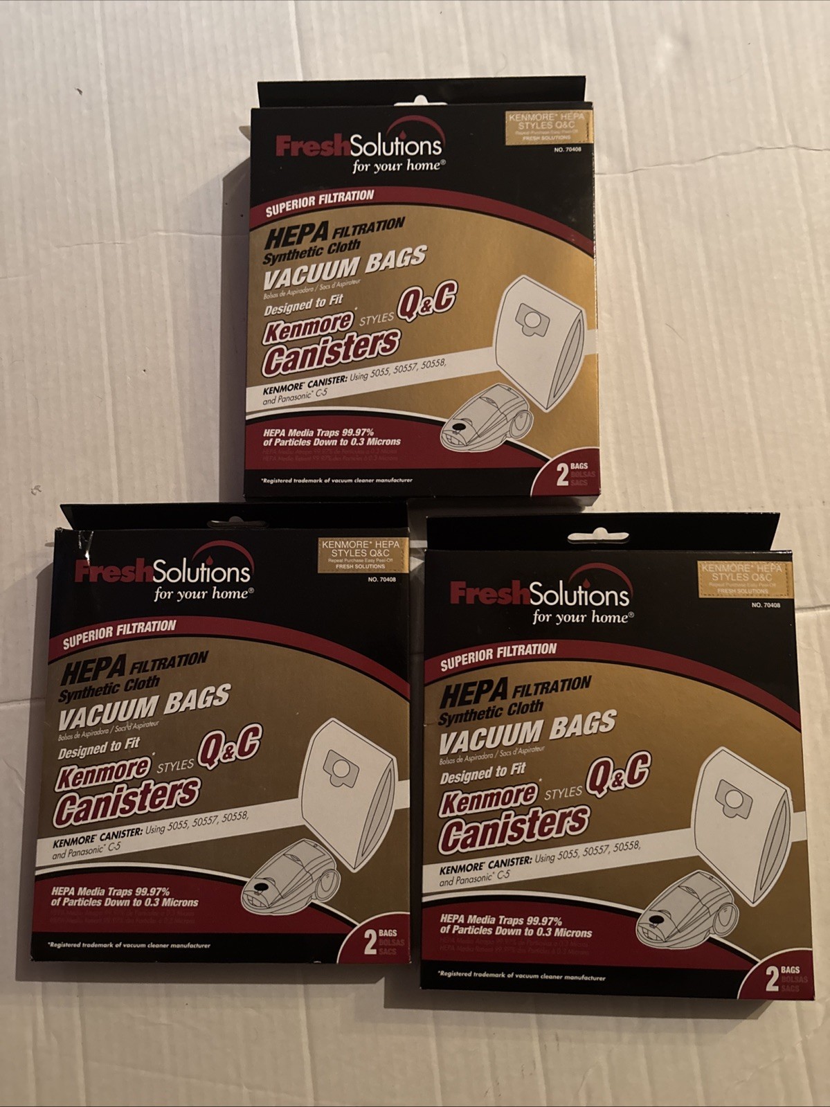 Fresh Solutions- Hepa Filtration Synthetic Cloth Kenmore Q&C #70408 3-2pk gallery