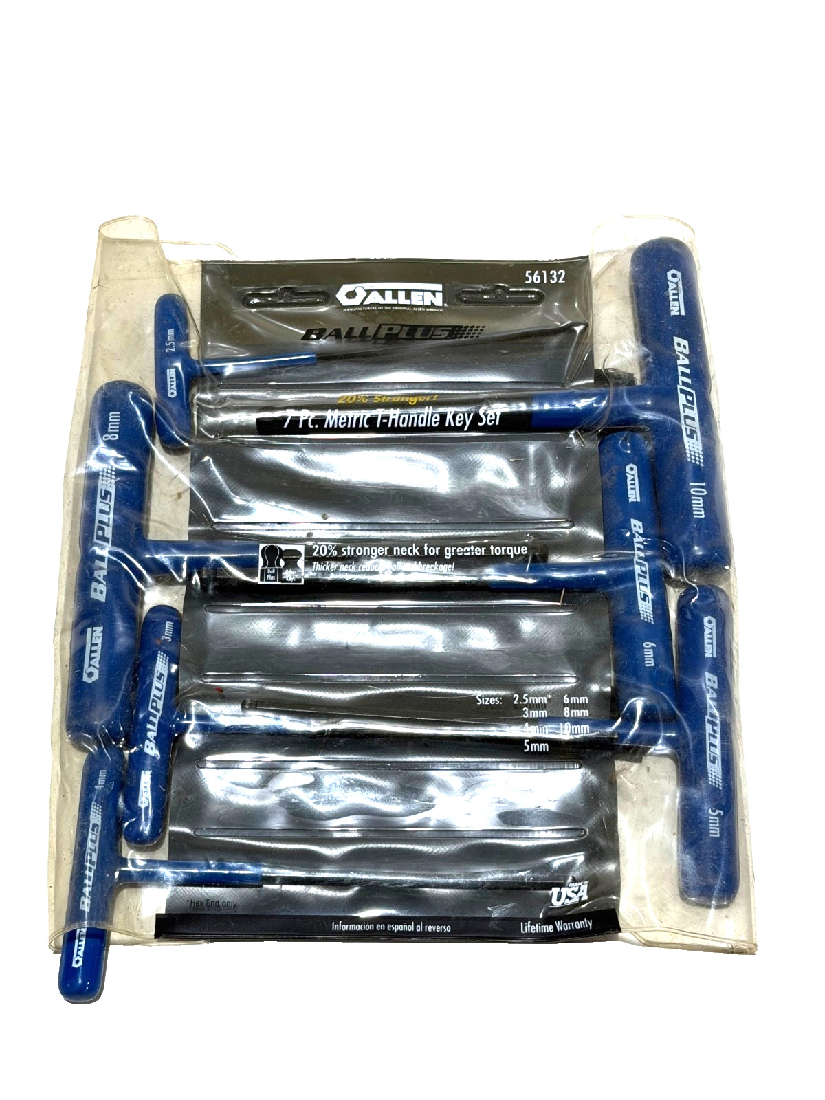 ALLEN TOOLS 7-pc. METRIC T-HANDLE HEX KEY SET, BALL PLUS, 56132, USA gallery