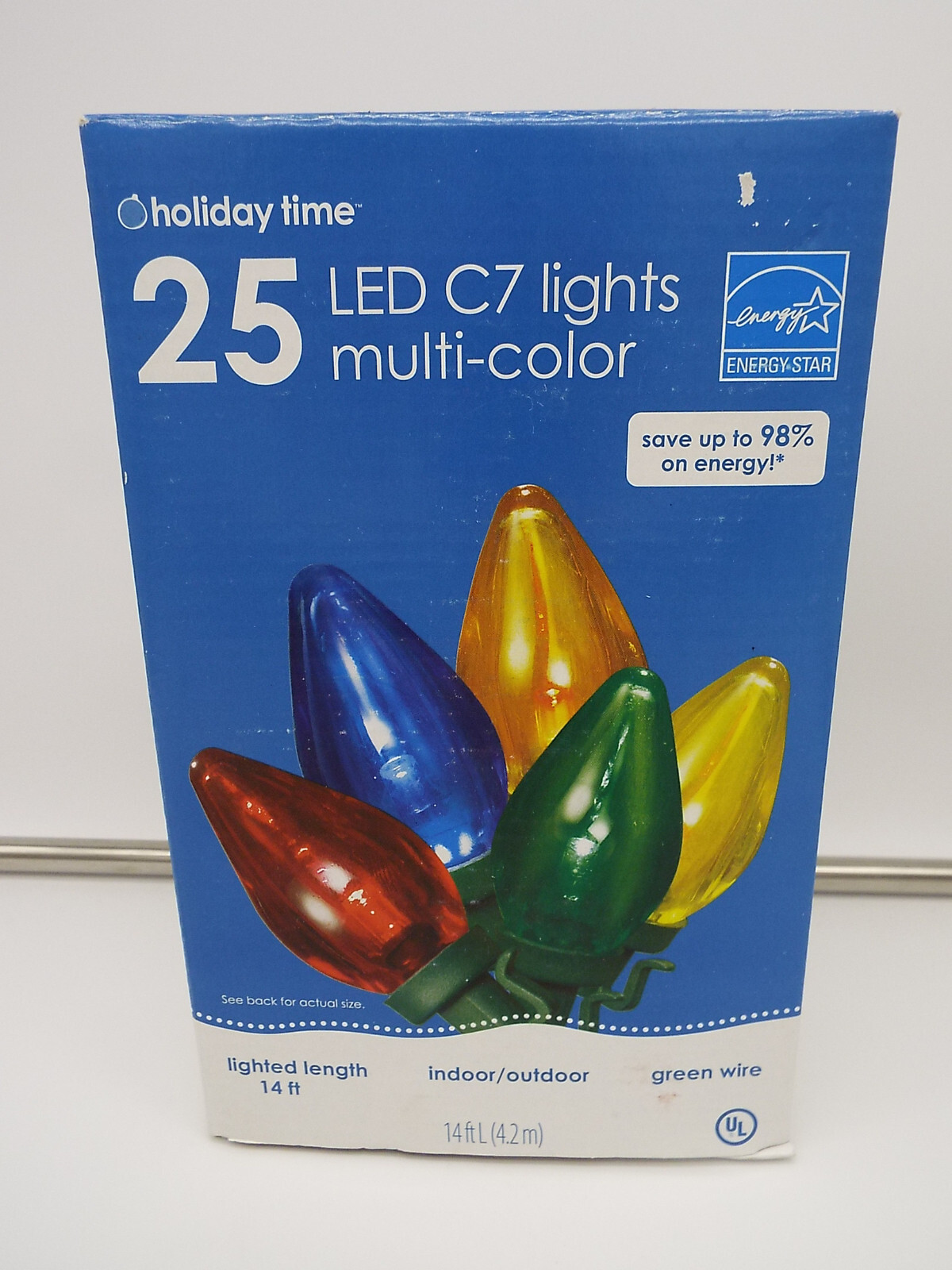 Holiday Time 25 ct Multi-Color LED C7 Lights Green Wire 14ft Long Christmas gallery