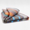 LUXURIOUS STRIPED ALPACA WOOL BLANKET 96x67 in MULTICOLOR ORANGE BLUE TAUPE gallery