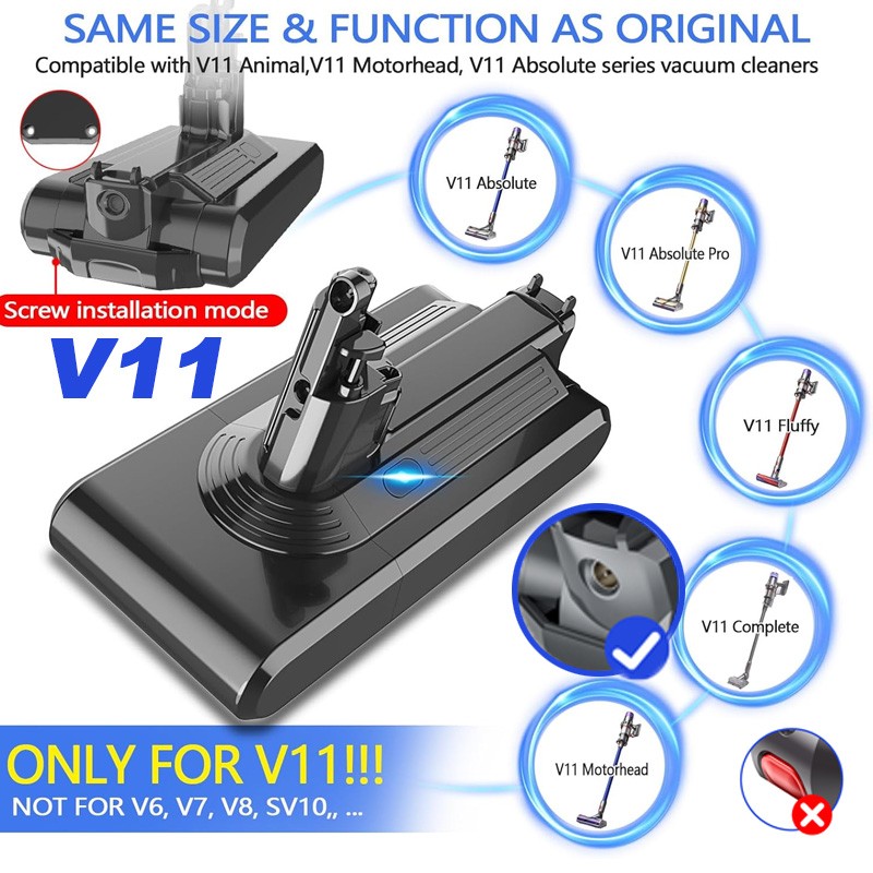V11 Screw Version Battery For Dyson V11 25.2V Li-ion 8000mAh Battery gallery