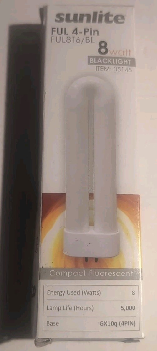 Sunlite FUL8T6/BL 8-watt FUL CFL Light Bulb, GX10q Base, Black Light SHIPS FREE gallery