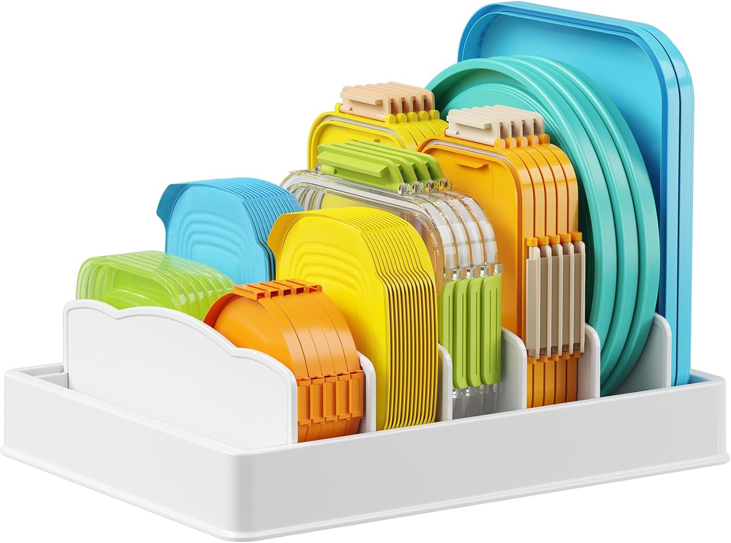 Kitchen Cabinet Organizer for Food Contanier Lid, Large Lid Holder w/6 Adjustabl gallery