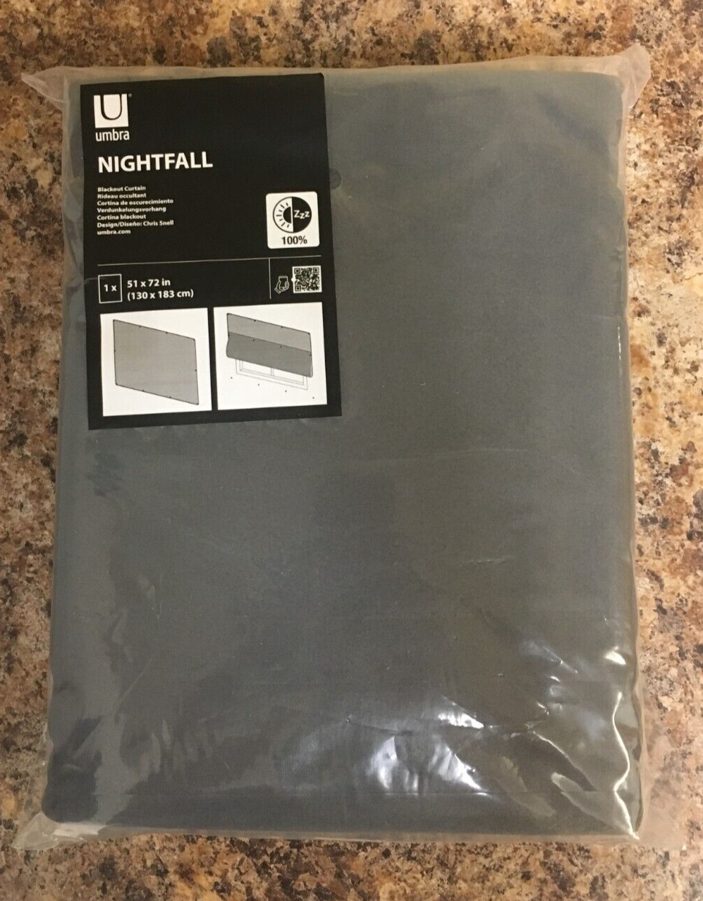 Umbra 1018181-149 Nightfall Charcoal Blackout Curtain Panel 51 in. W X 72 in. L gallery