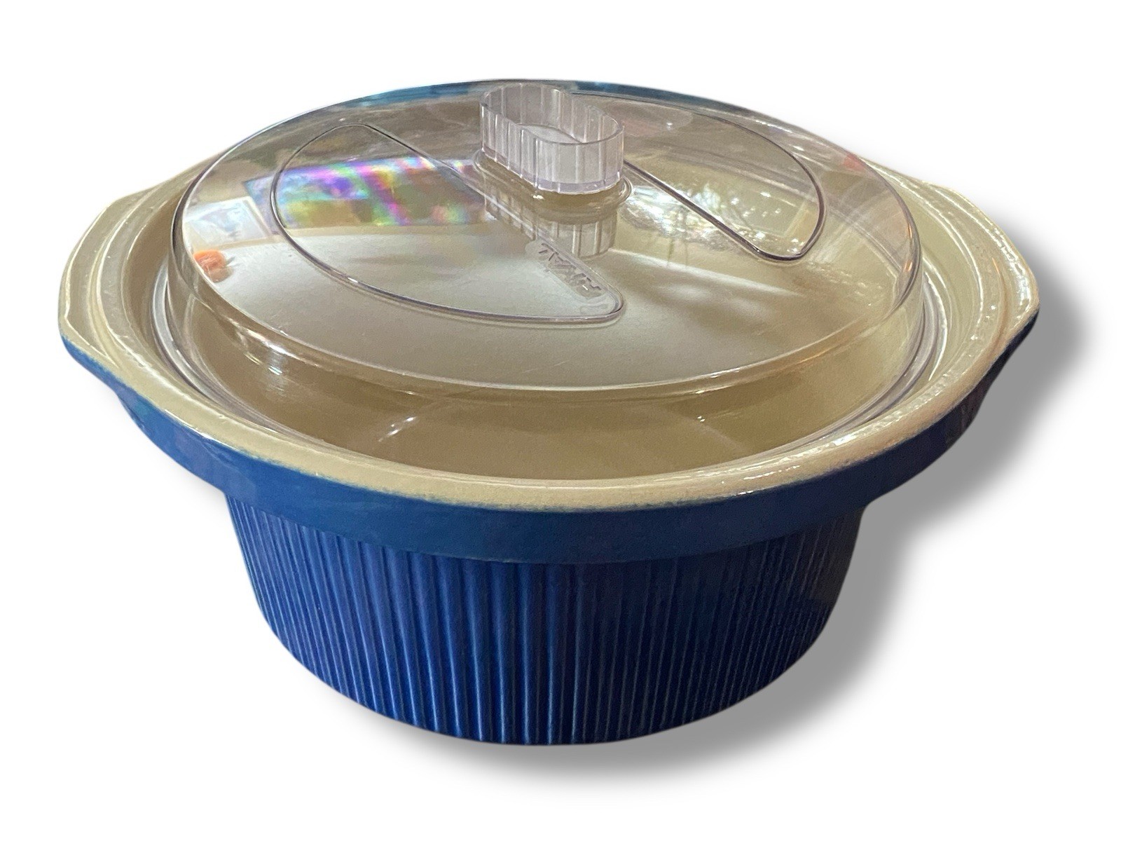 Rival 5 Qt Crock Pot Stoneware Insert Bowl Server D-256-762 Blue With Lid gallery