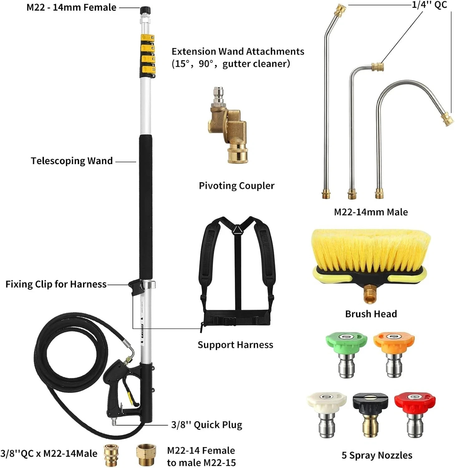 24 FT Telescoping Pressure Washer Wand with Pressure Washer Extension Wand, B... gallery