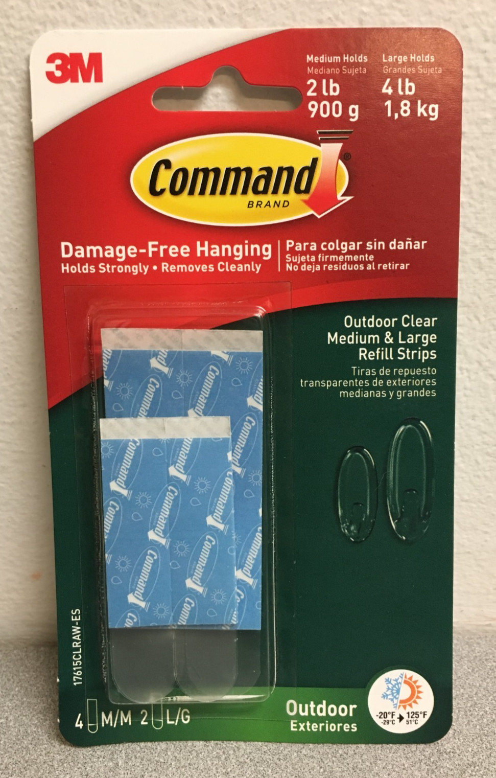3M 17615CLRAW-ES Command Outdoor Clear Medium & Large Foam Refill Strips 6 Pk gallery