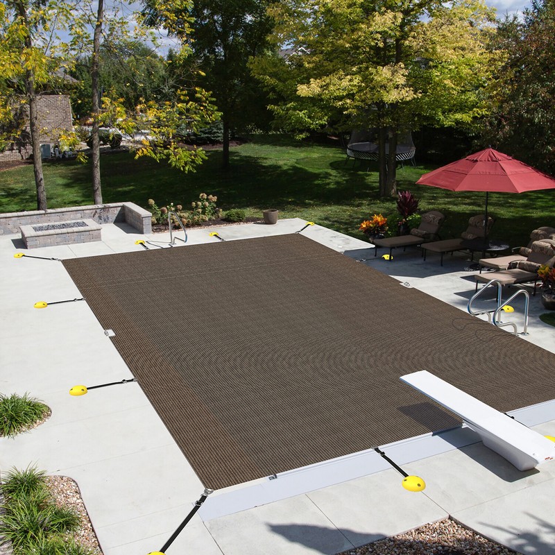 Winter Rectangle Inground Swimming Pool Heavy Duty Safety Cover Brown Customize gallery