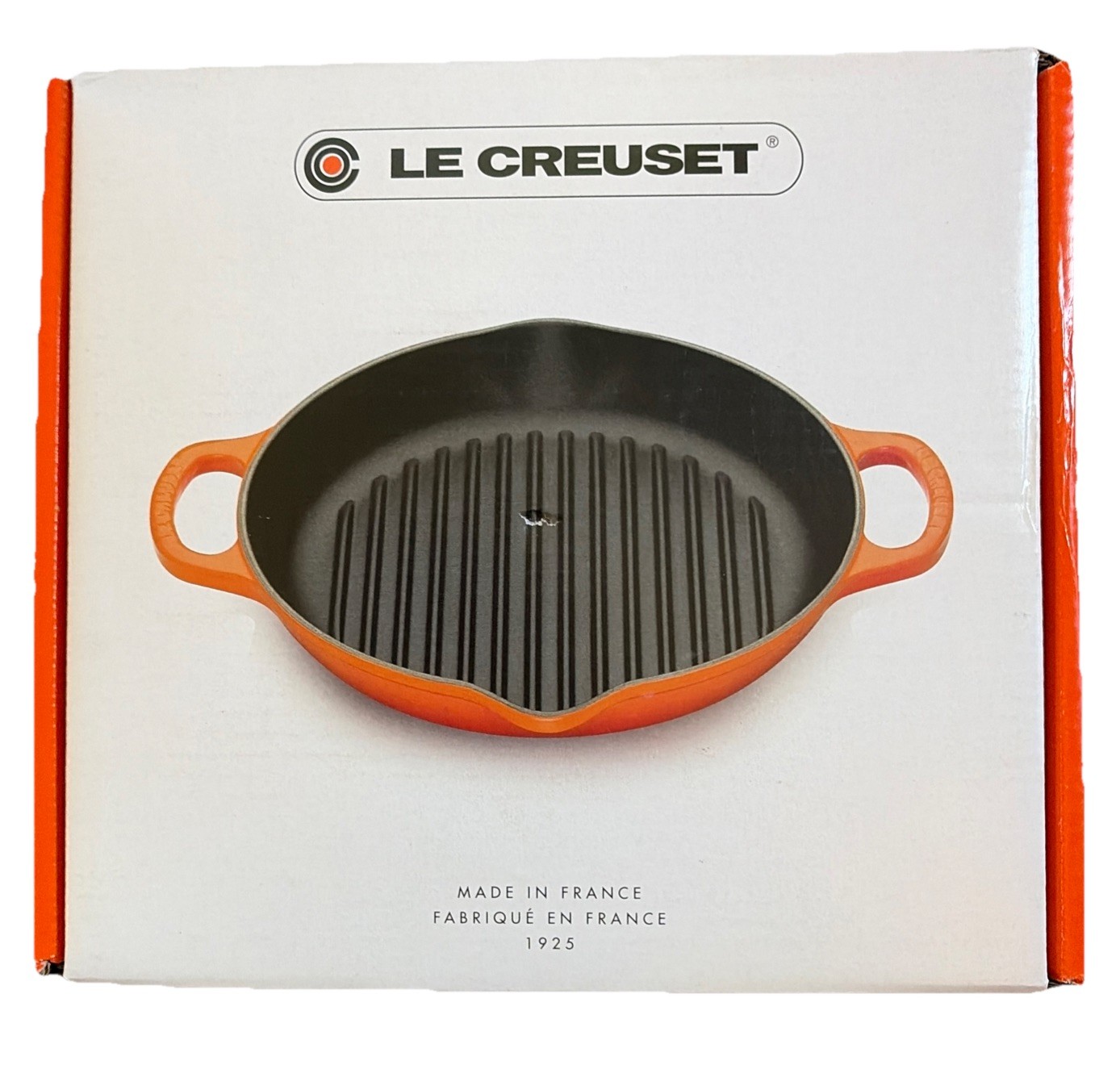 Le Creuset Enameled Cast Iron Deep Round Grill 9.75 in 25 cm Flame Orange NEW gallery
