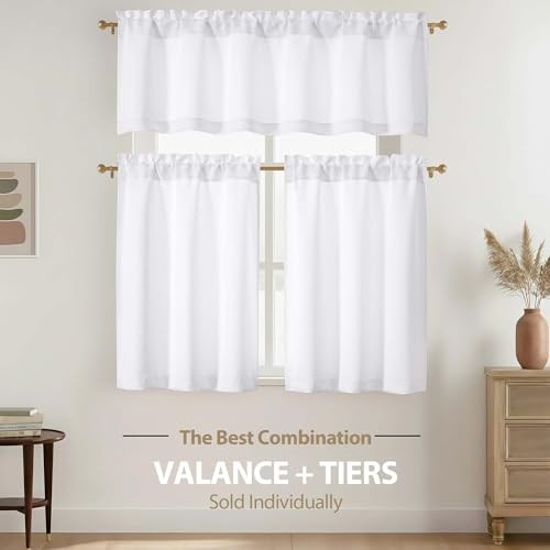 White Valance for Windows - Solid Light 60"W x 14"L (Pack of 1) Pure White gallery