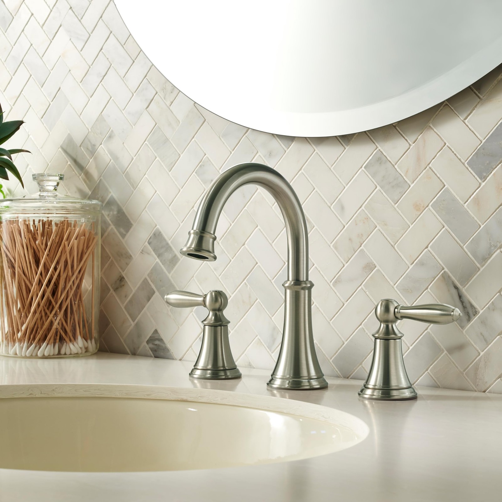 Courant Bathroom Sink Faucet, 8-Inch Widespread, 2-Handle, 3-Hole, Brushed Ni... gallery