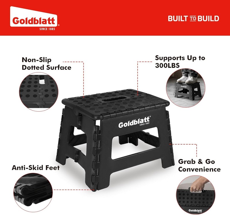 Goldblatt 8.5" Folding Step Stool Lightweight Heavy-Duty Plastic Portable Stools gallery