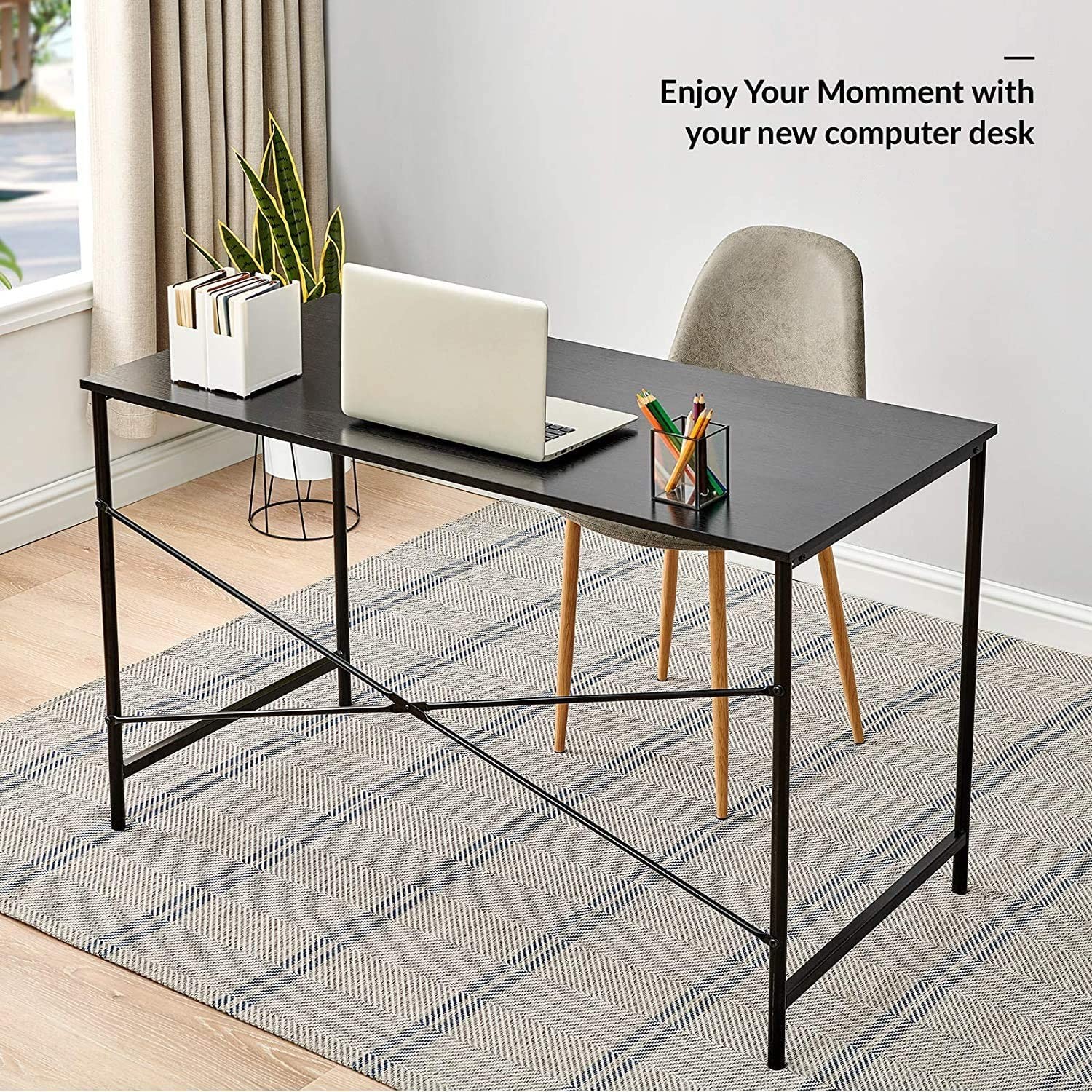 Computer Desk 47 Inch Home Office Desk Study Writing Desk for Teens Adults, M... gallery