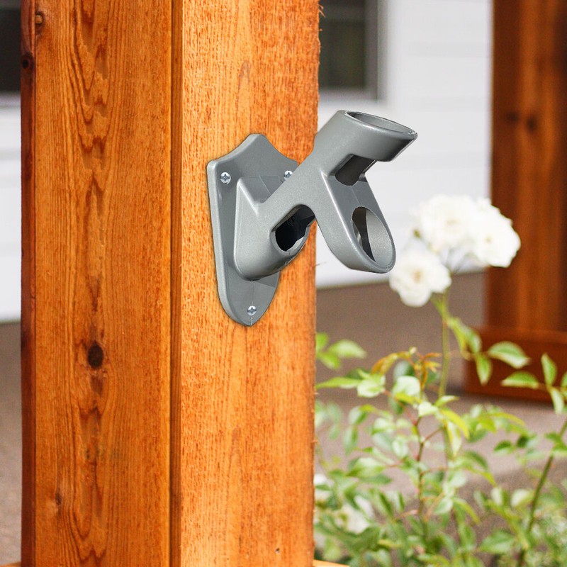 Silver Flagpole Bracket 2 Position Aluminum Wall Mount fits 1" Pole with screws gallery